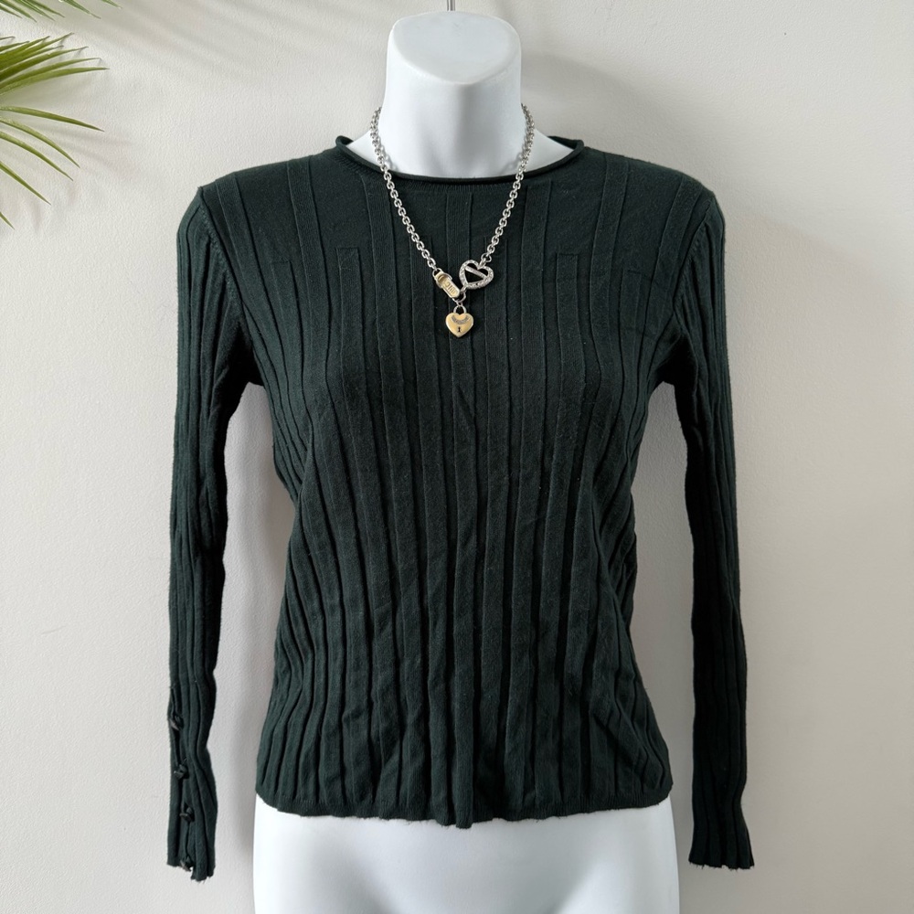 Topshop forest green ribbed long sleeve